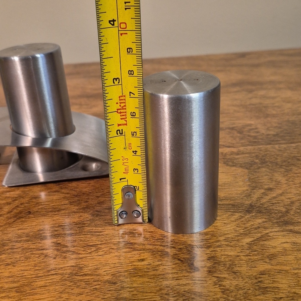 VINTAGE Stainless Steel Salt And Pepper Shaker Set With Caddy - Picture 10 of 14